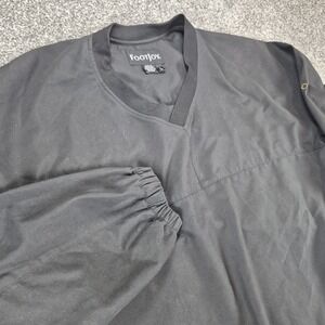 Footjoy Golf Wind Shirt Mens Large Black V-Neck Pullover Long Sleeve Zip Pockets